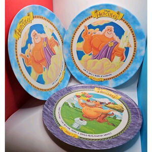 Lot Of 3 Vintage 1997 McDonald's Disney Hercules Collector Plates Zeus & Phil